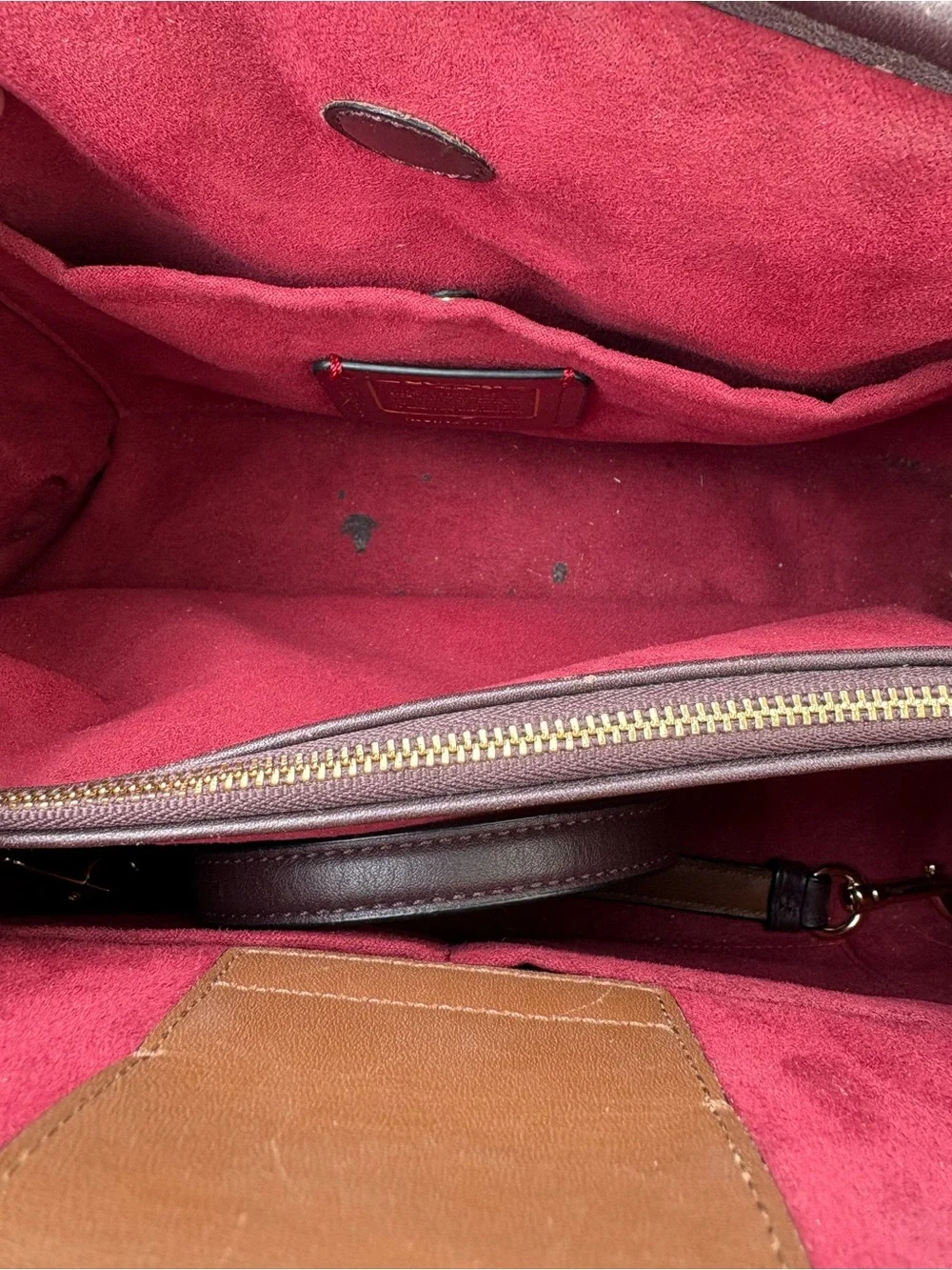 Coach Margot Carryall in Signature Debossed Patent Leather Oxblood